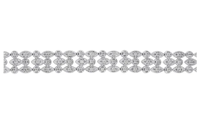 1 Carat Three Row Diamond Bracelet in Platinum Overlay - Ships Same/Next Day!