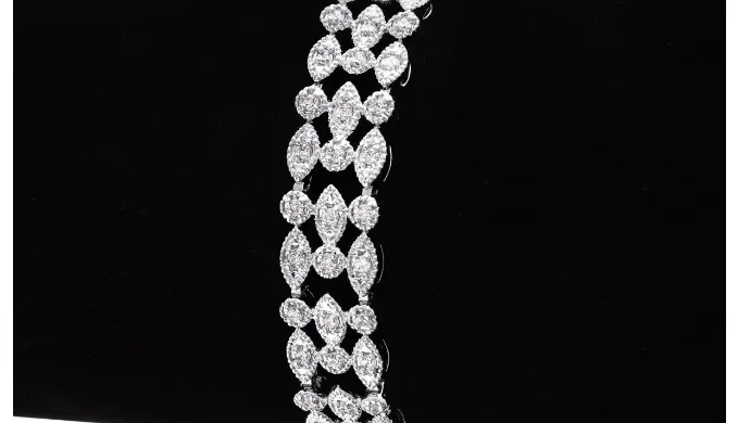 1 Carat Three Row Diamond Bracelet in Platinum Overlay - Ships Same/Next Day!