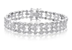 1 Carat Three Row Diamond Bracelet in Platinum Overlay - Ships Same/Next Day!