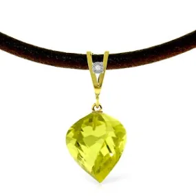 10.76 Carat 14K Solid Yellow Gold Savoire Vivre Lemon Quartz Necklace