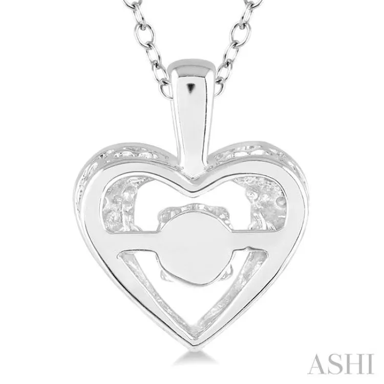 1/20 Ctw Heart Shape Diamond Emotion Pendant in Sterling Silver with Chain