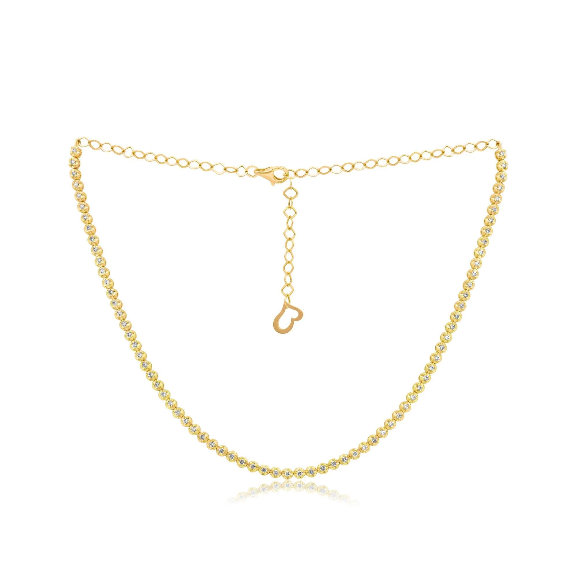 14 kt yellow gold, 14" diamond choker necklace featuring 2.30 cts tw brilliant cut round diamonds