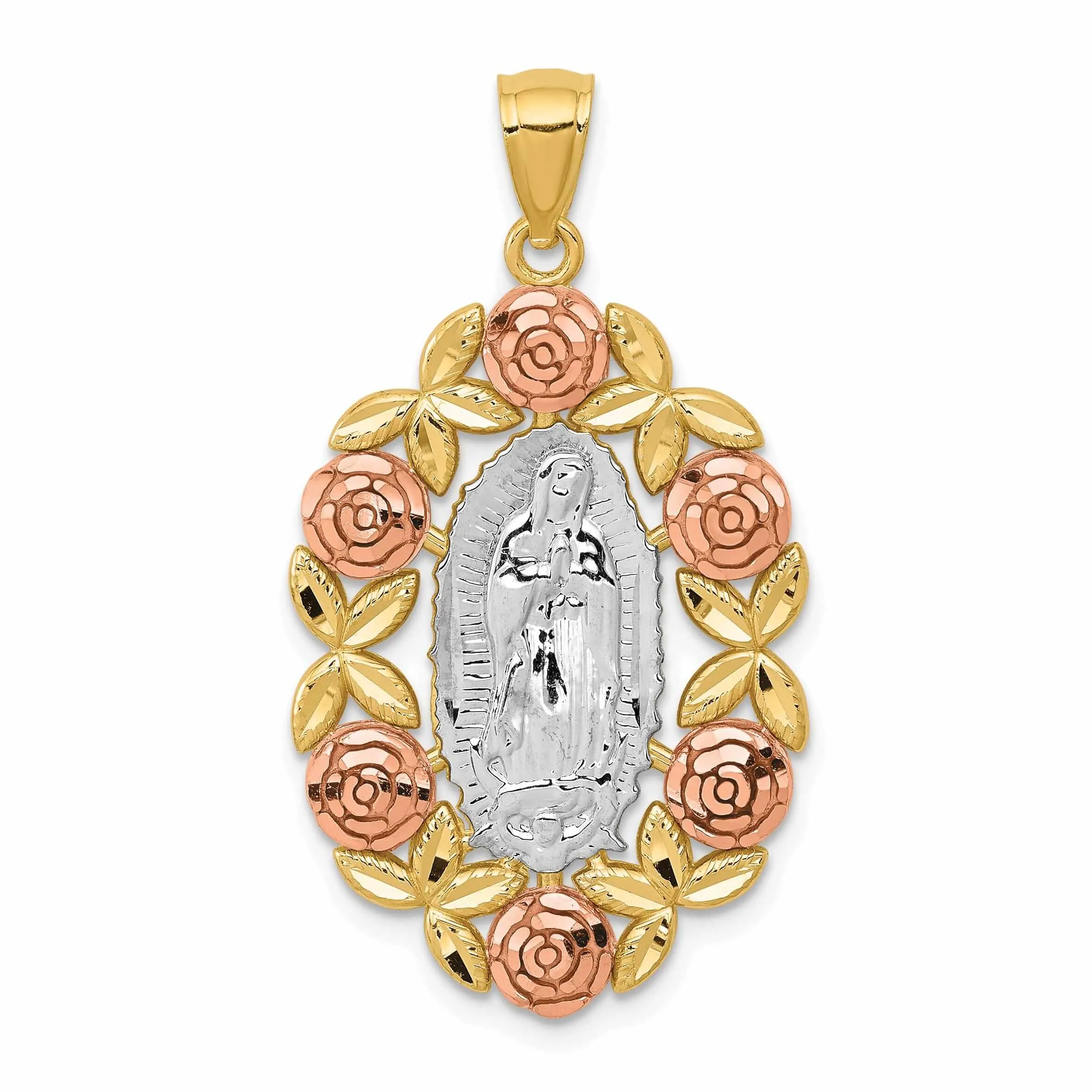 14 Two Tone Gold Our Lady of Guadalupe Pendant