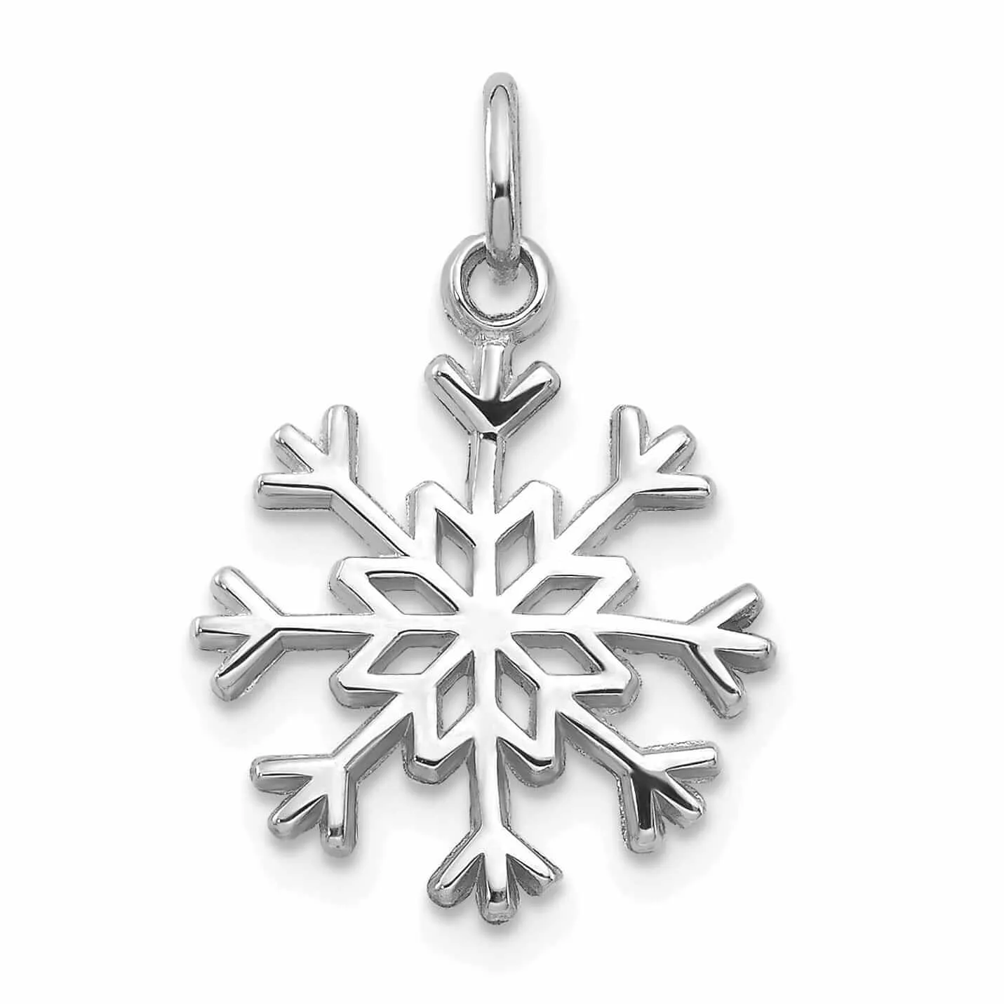 14 White Gold Polished Snowflake Charm Pendant