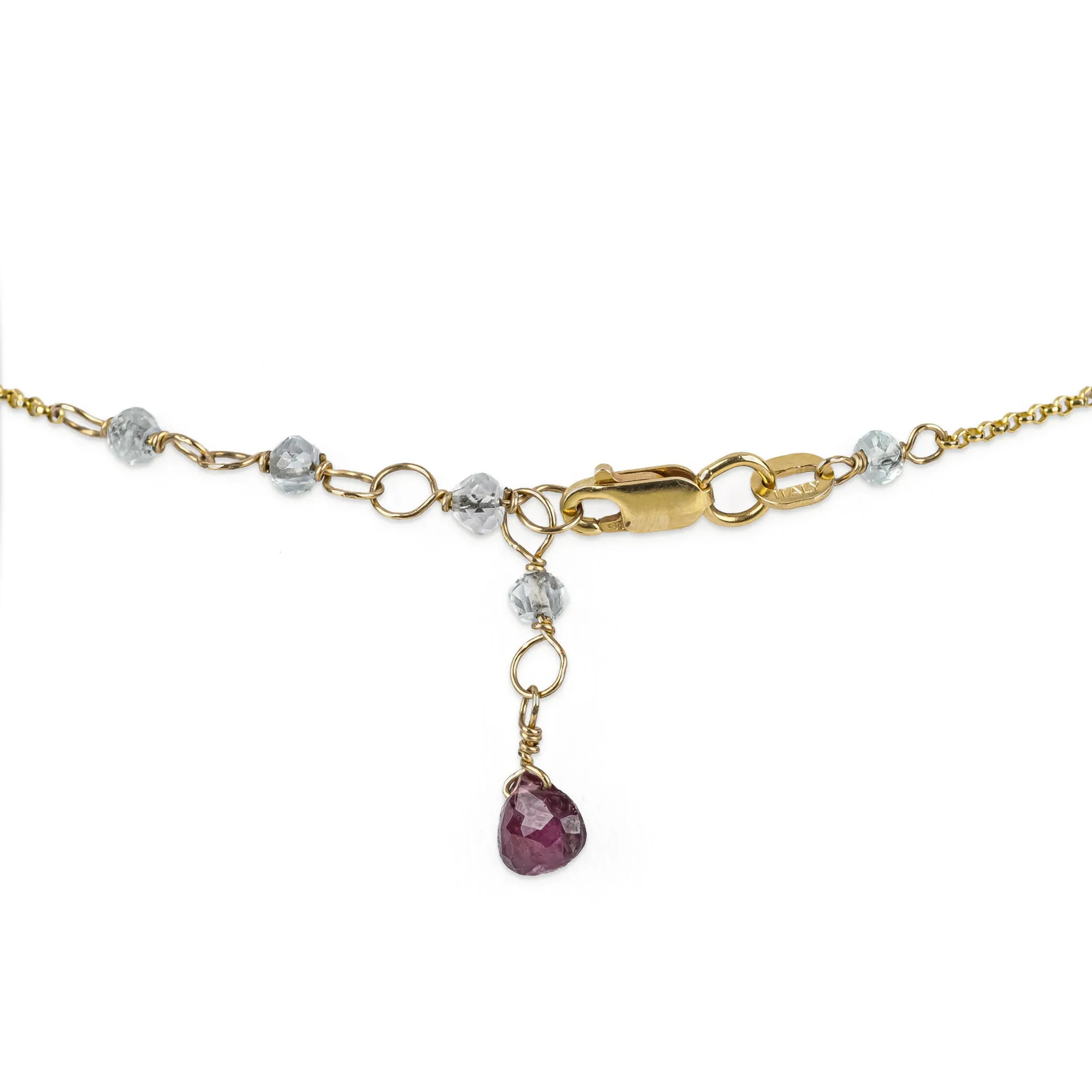 14K Faceted Tourmaline & Quartz Station Necklace