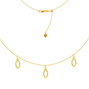 14k Gold Choker with Marquise Drop Charms