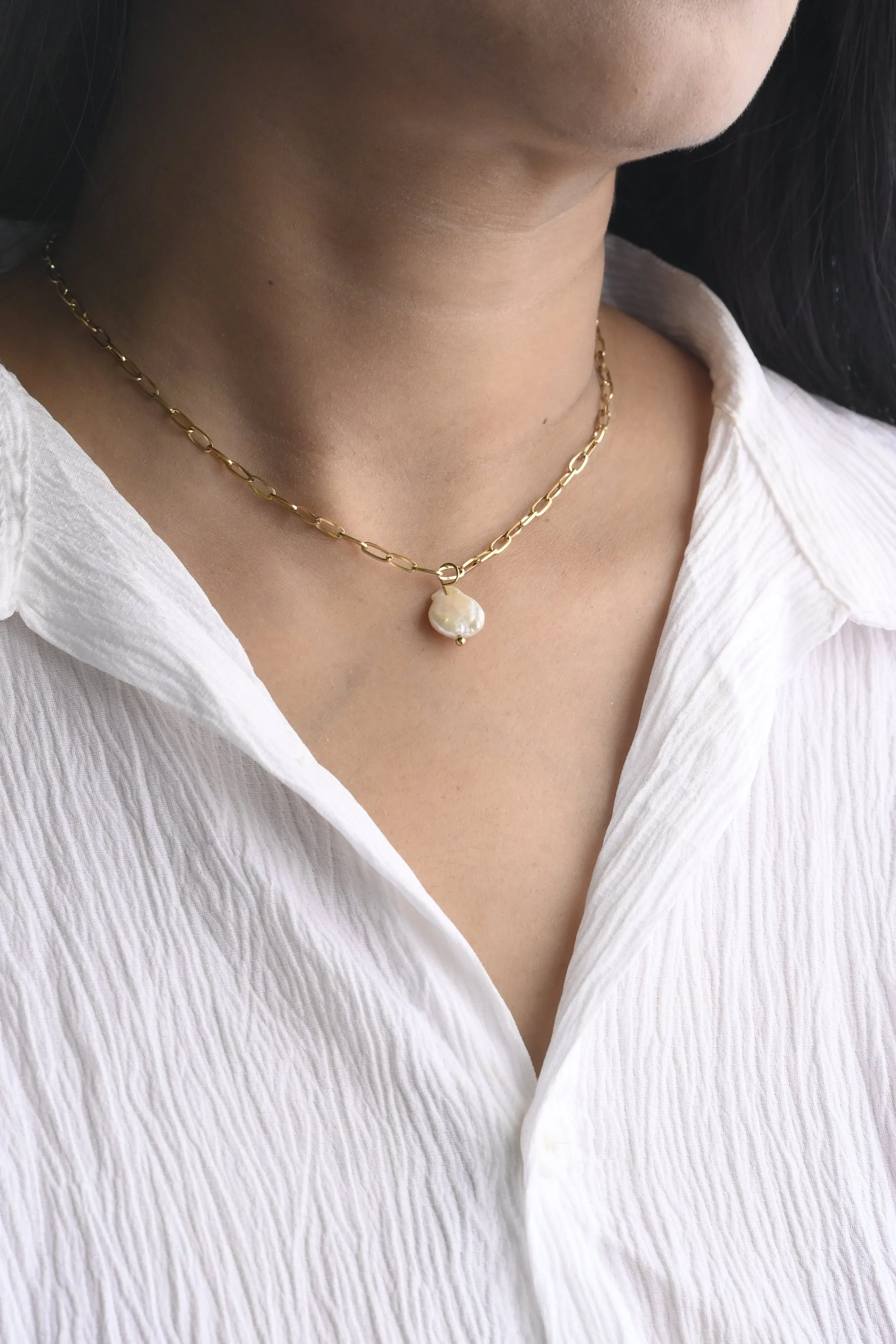 14K Gold-Filled Pearl Pendant Necklace