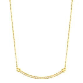 14k Gold Plated Pearl Curved Bar Necklace