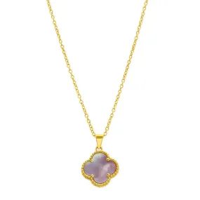 14k Gold Plated Pink Mother of Pearl Flower Necklace