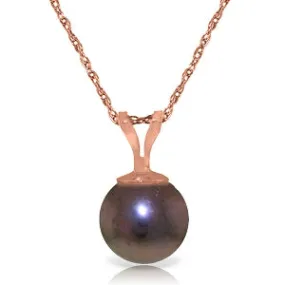 14K Solid Rose Gold Necklace w/ Natural Black Pearl