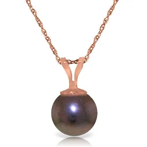 14K Solid Rose Gold Necklace w/ Natural Black Pearl