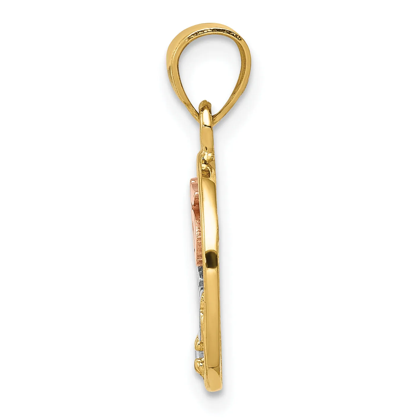 14k Two Tone Gold Rhodium C.Z 15 Anos Pendant