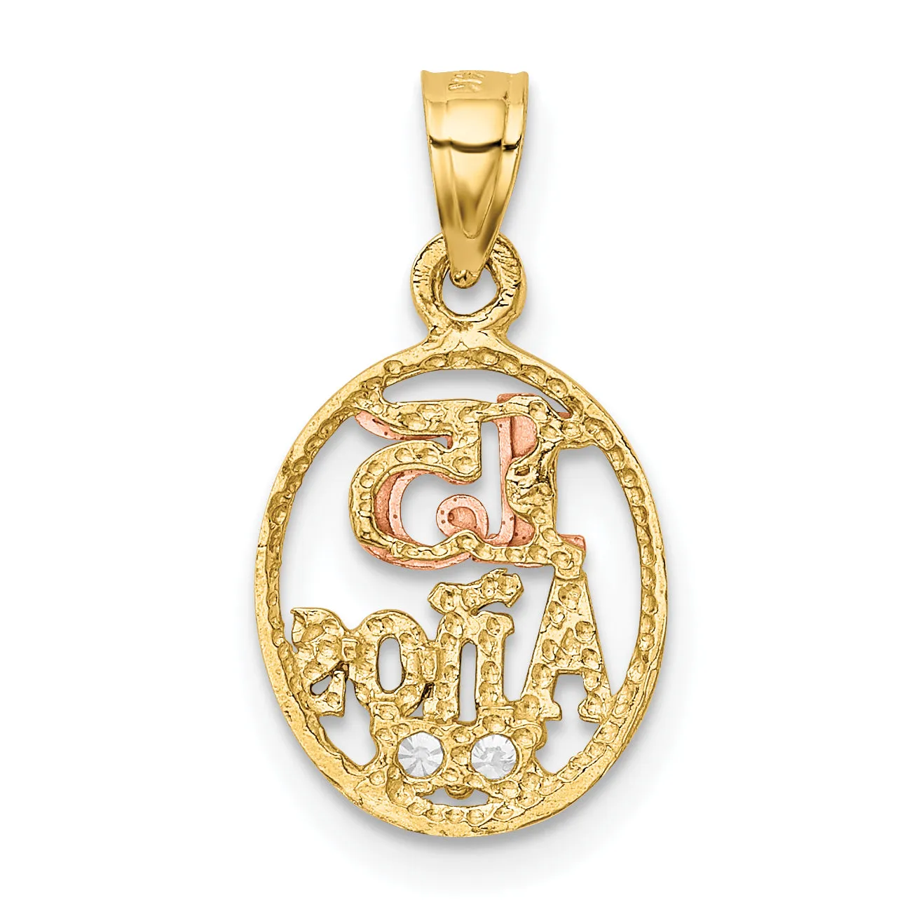 14k Two Tone Gold Rhodium C.Z 15 Anos Pendant