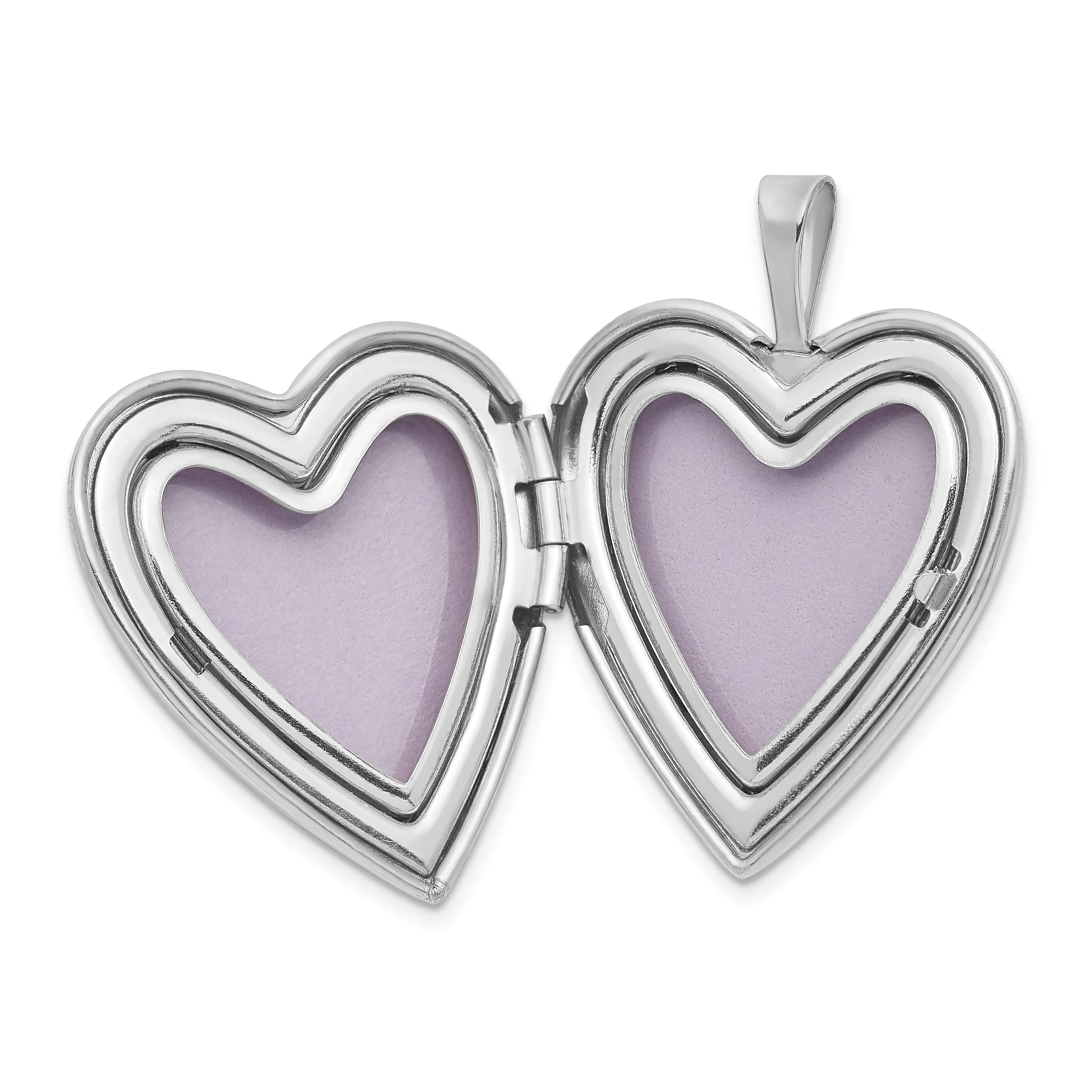 14k White Gold 20MM Diamond Set Cross Heart Locket