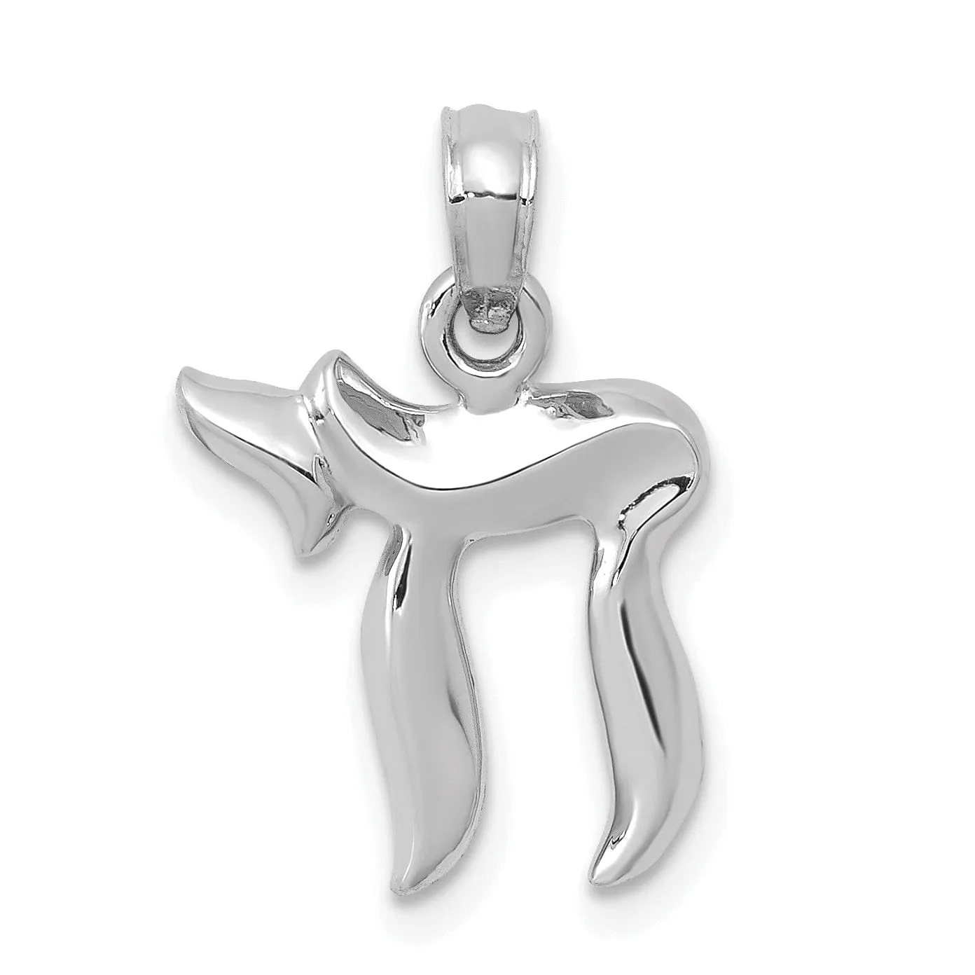 14k White Gold Polished Finish Unisex Solid Chai Design Charm Pendant