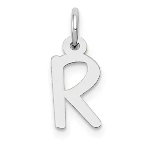 14k White Gold Small Slanted Block Letter R Initial Pendant