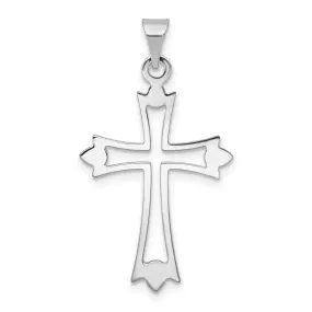 14k White Gold Solid Budded Cross Pendant