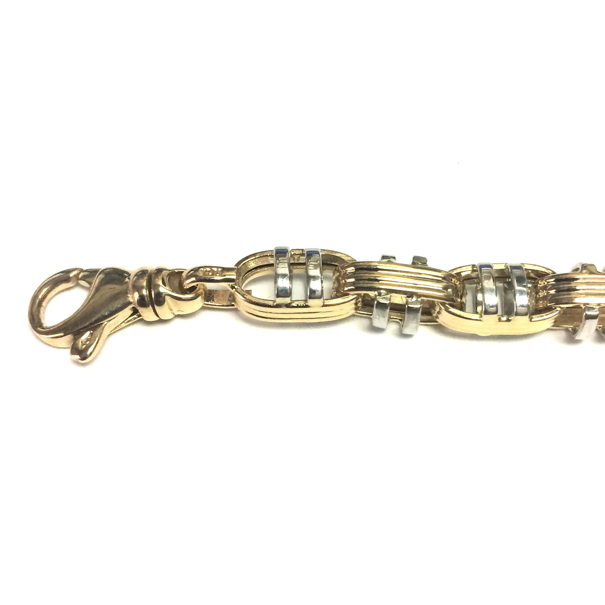 14k Yellow And White Gold Double Mariner Mens Bracelet, 8.5"