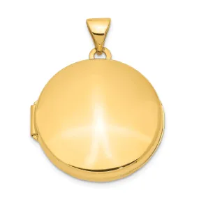 14k Yellow Gold 20MM Round Plain Flat Locket