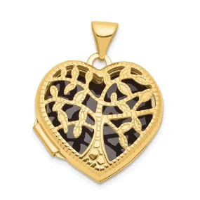 14k Yellow Gold Heart withTree Locket