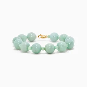 14K Yellow Gold Jade Beaded Bracelet