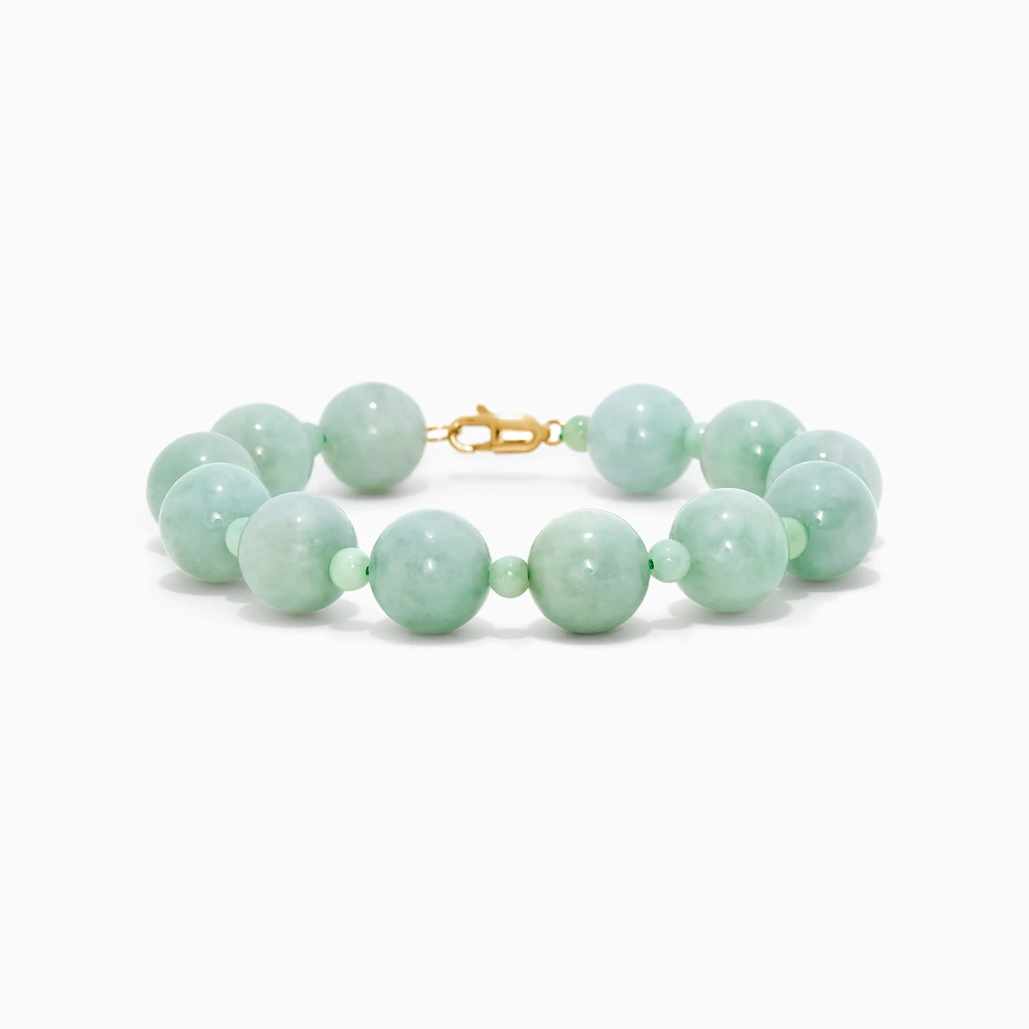 14K Yellow Gold Jade Beaded Bracelet