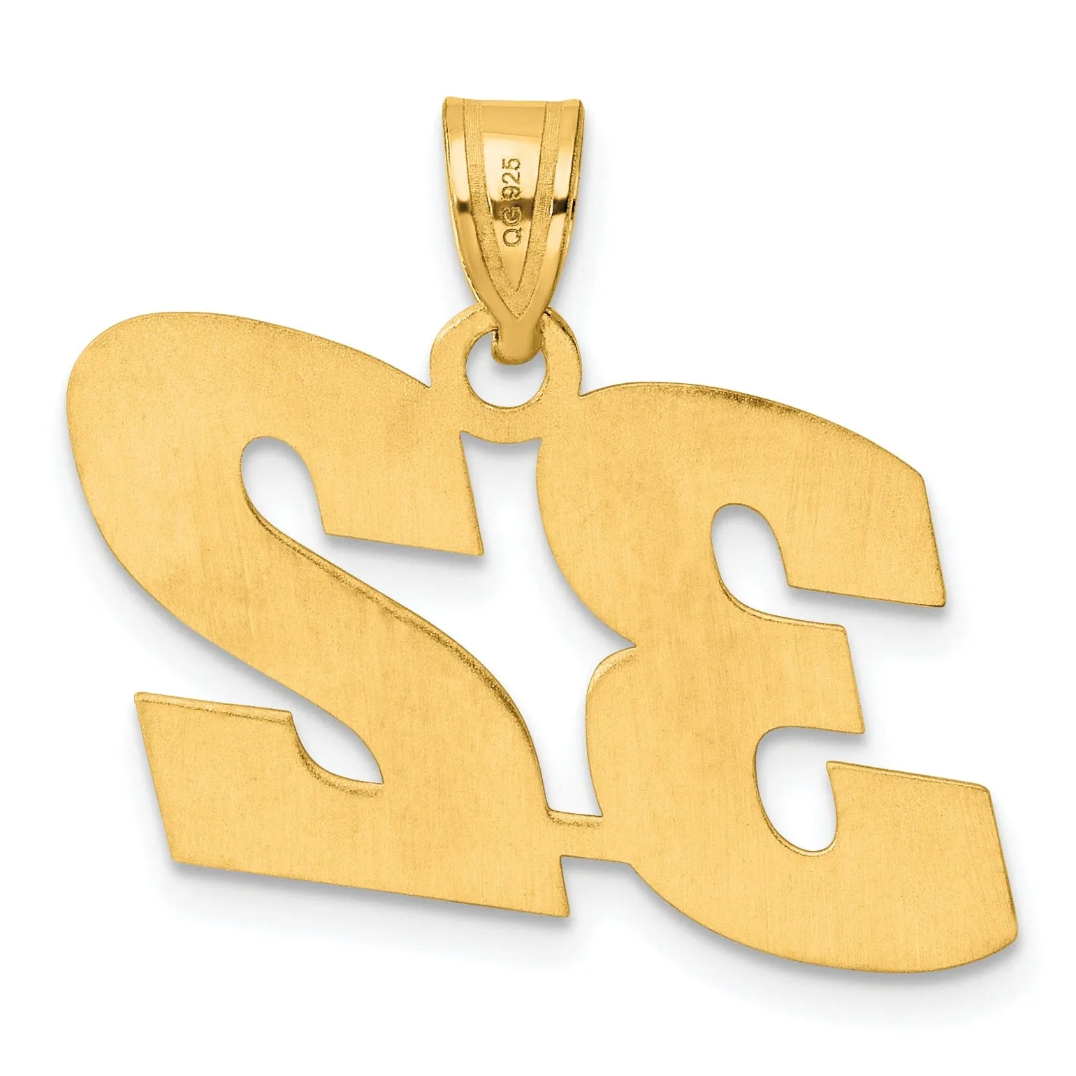 14k Yellow Gold Polished Finish Block Script Design Number 32 Charm Pendant