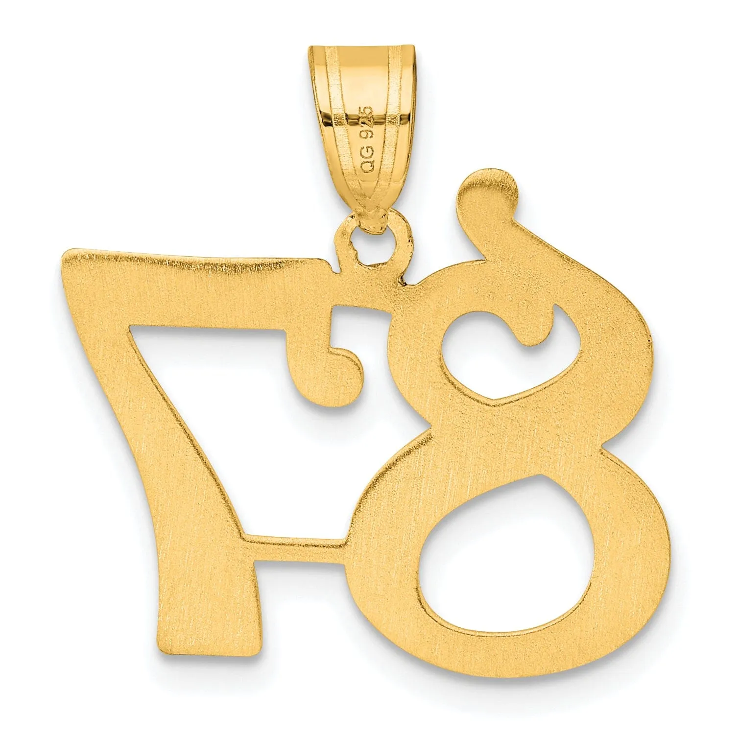 14k Yellow Gold Polished Finish Number 87 Charm Pendant