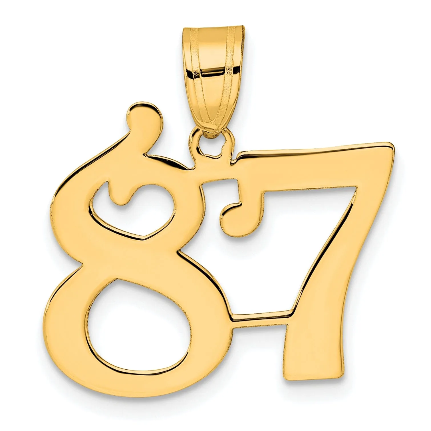 14k Yellow Gold Polished Finish Number 87 Charm Pendant