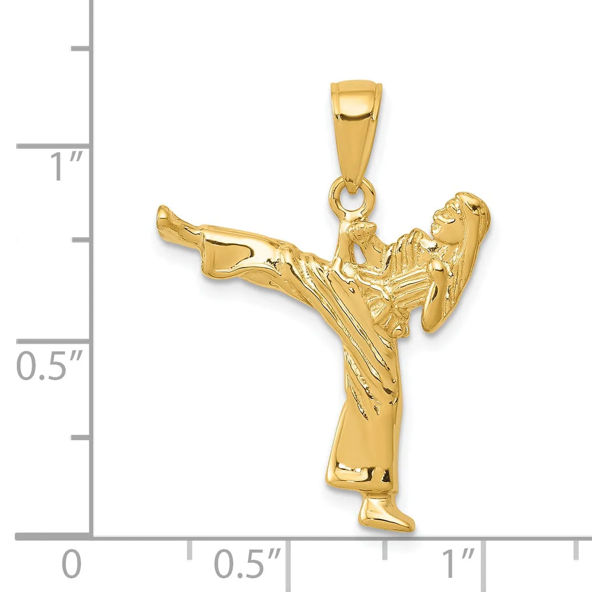 14k Yellow Gold Polished Girl Karate Pendant