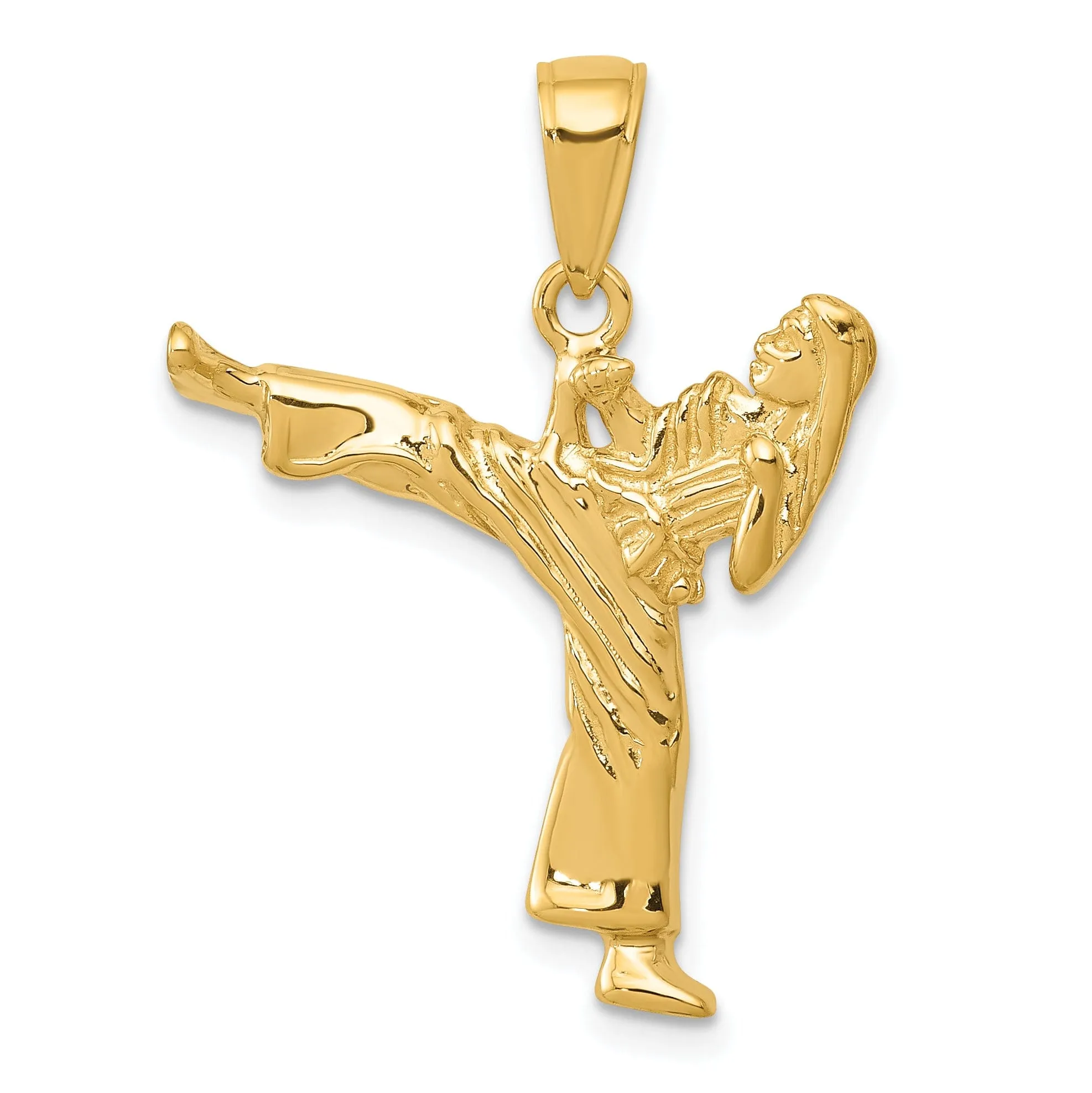 14k Yellow Gold Polished Girl Karate Pendant