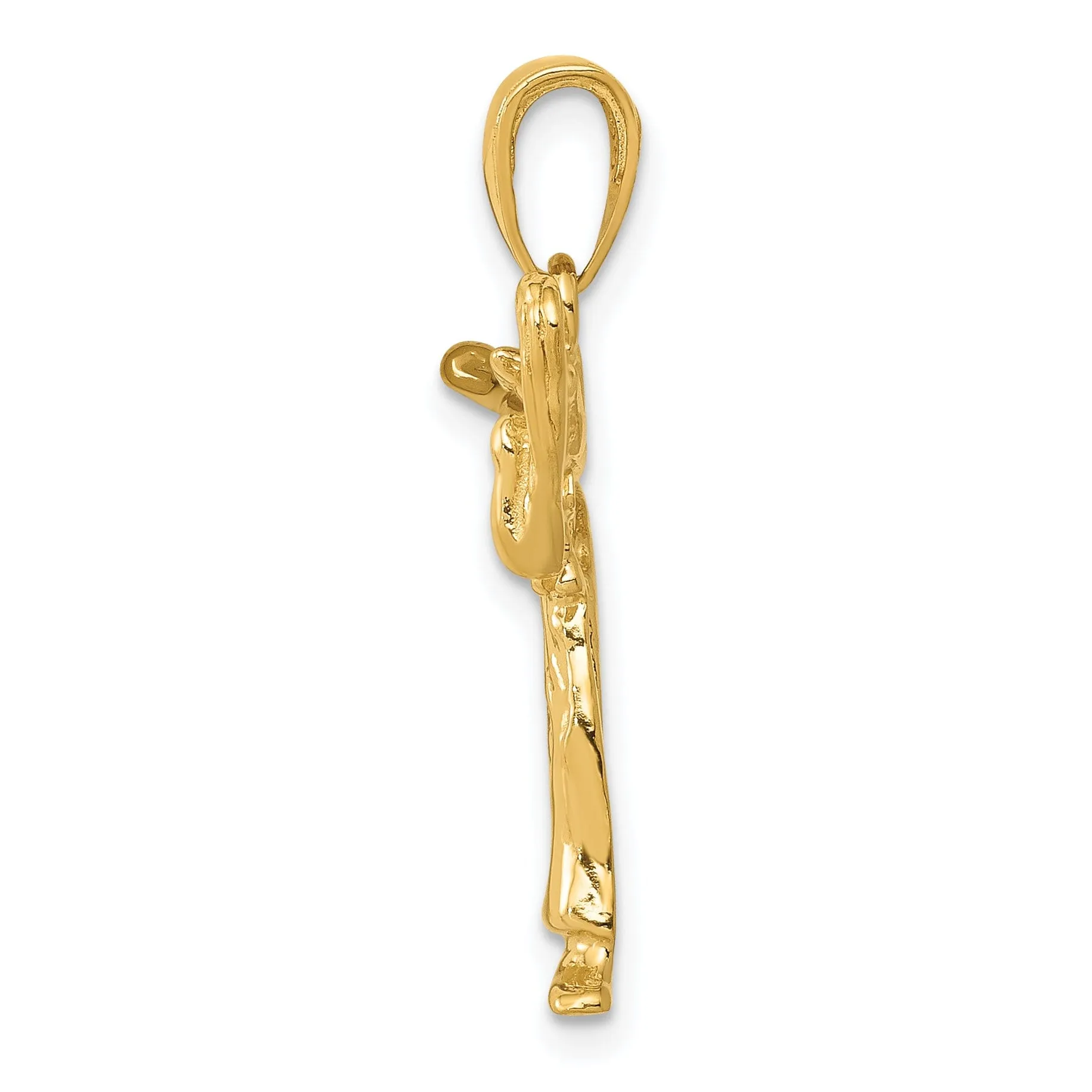 14k Yellow Gold Polished Girl Karate Pendant