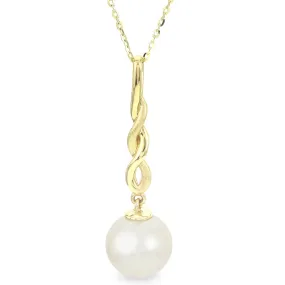 14KY FW Cultured Pearl Braided Pendant on Cable Chain 16/18"