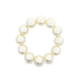 14MM White Pearl Beaded Bracelet