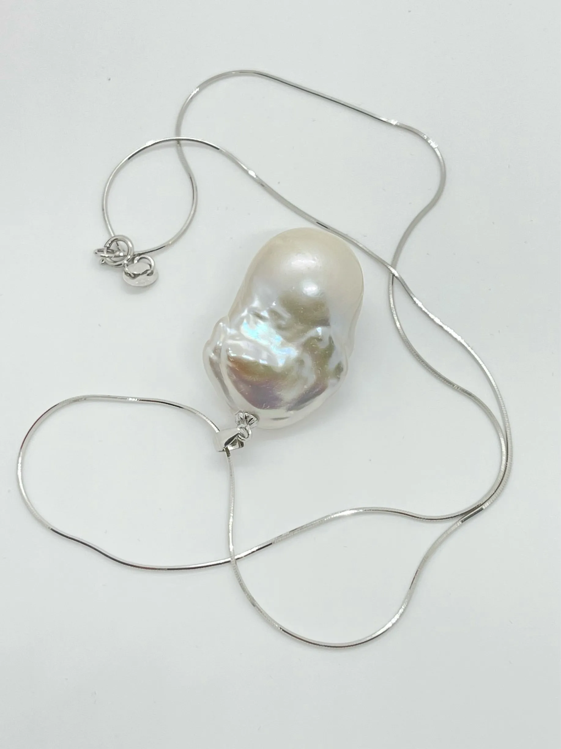 15-20mm AA  Baroque Freshwater Pearl with 925 Sterling silver Chain Necklace