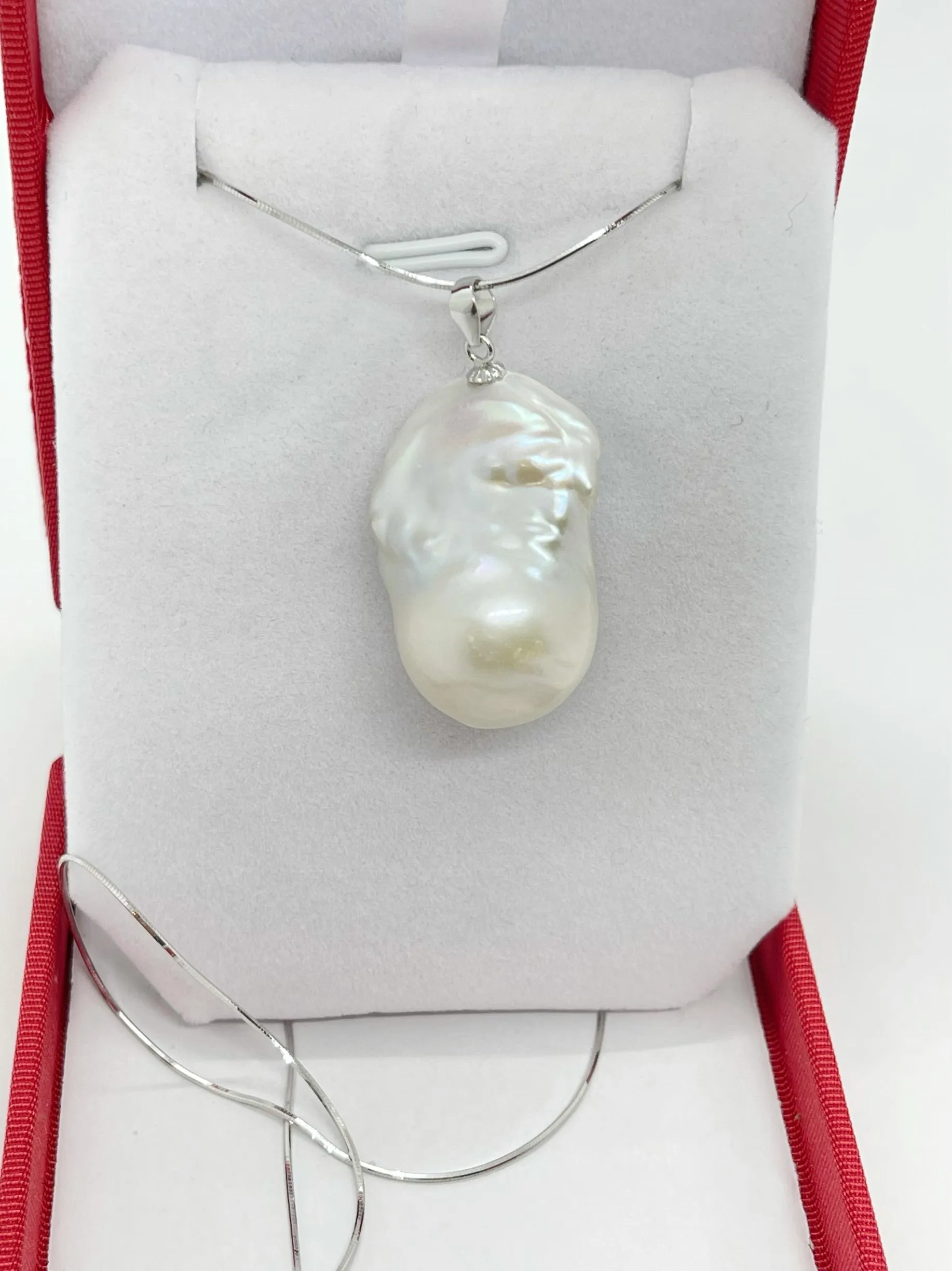 15-20mm AA  Baroque Freshwater Pearl with 925 Sterling silver Chain Necklace