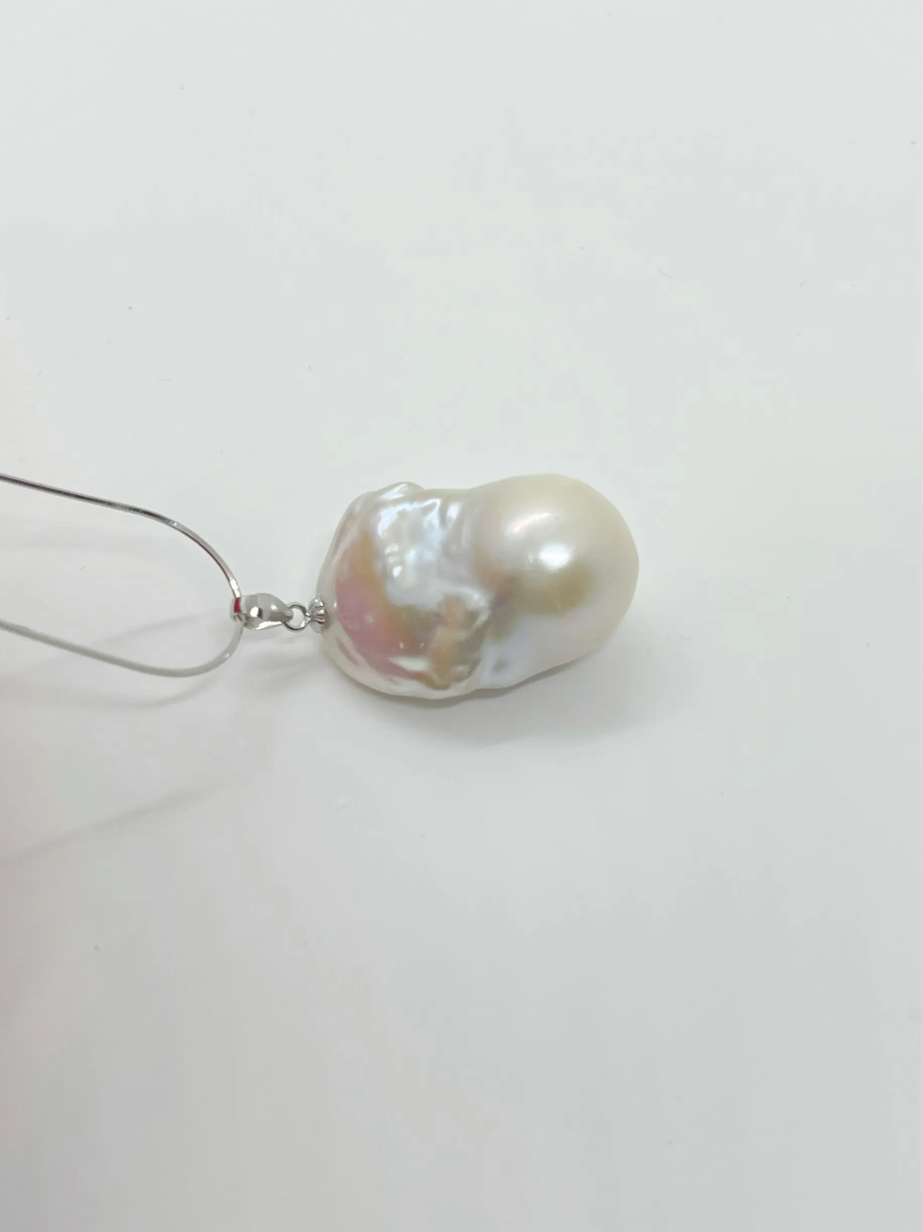 15-20mm AA  Baroque Freshwater Pearl with 925 Sterling silver Chain Necklace