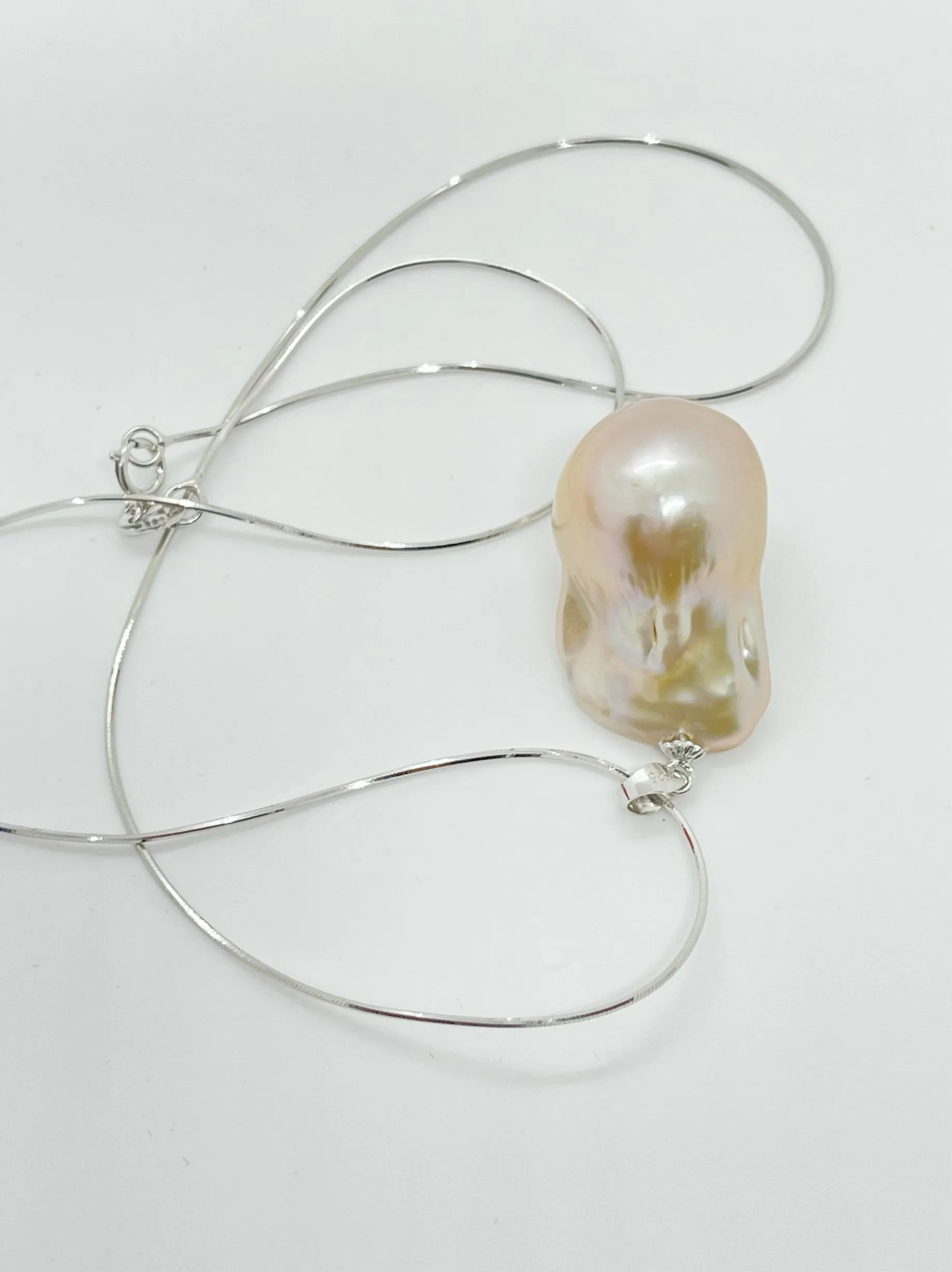 15-20mm AA  Baroque Freshwater Pearl with 925 Sterling silver Chain Necklace