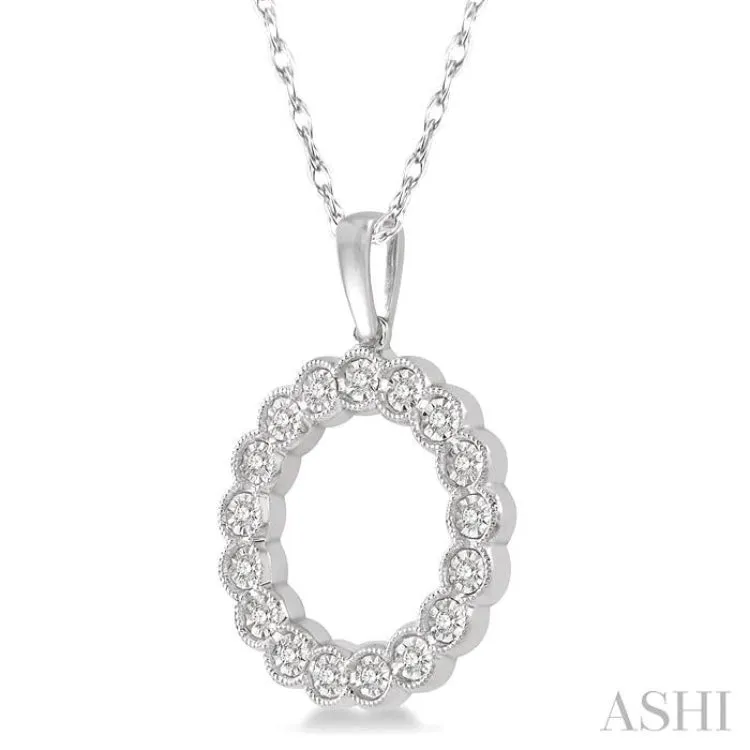 1/8 Ctw Circular Lattice Halo Round Cut Diamond Fashion Pendant in 10K White Gold with chain