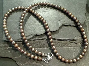 18" Bronze Pearl 5MM Necklace, Sterling Silver Clasp