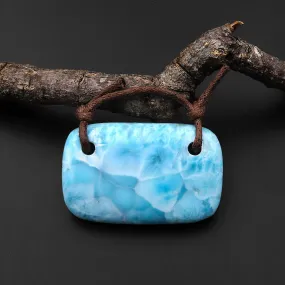 2 Hole Pendant Natural Blue Larimar Rectangle Pendant Drilled Genuine Real Blue Larimar Gemstone A2