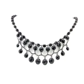 2028 Jewelry Jet Black Beaded Draped Necklace 16"   3" Extender