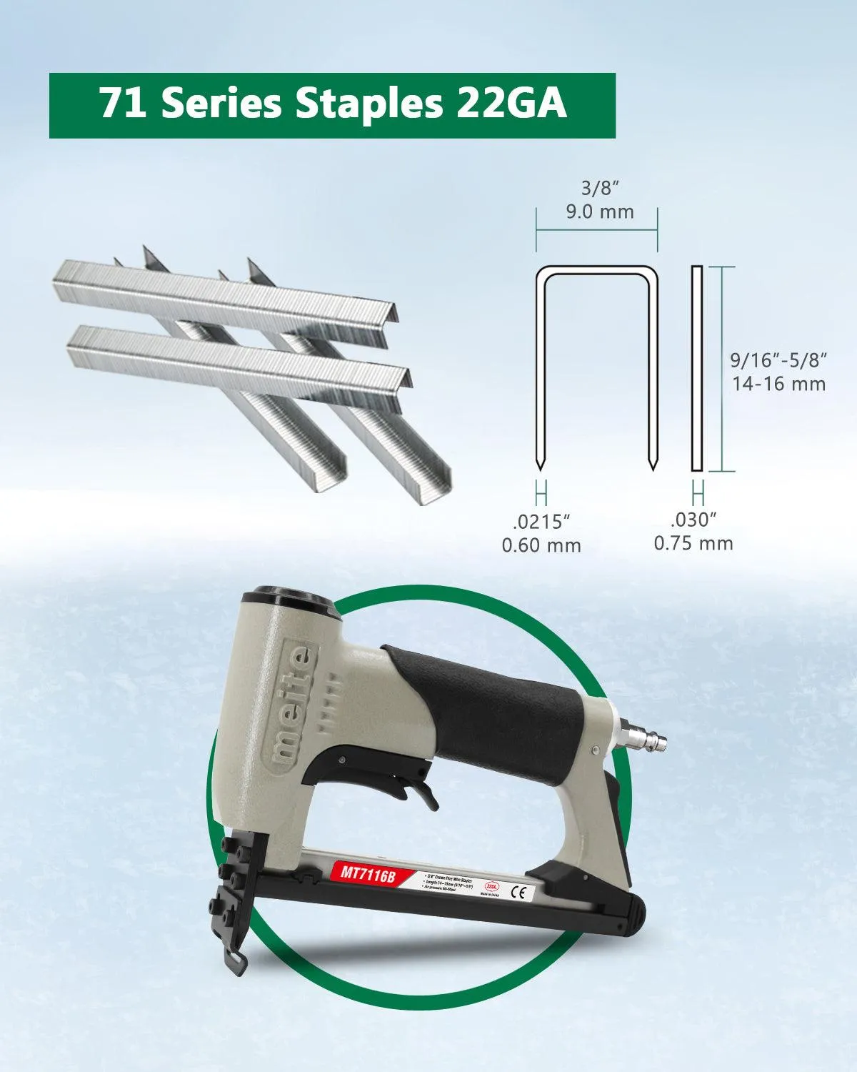 22 Gauge 3/8" Crown 9/16" to 5/8" Length Framing Fine Wire Stapler