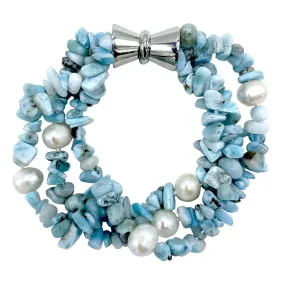 224-06 | LARIMAR & PEARL TRIPLE STRAND BRACELET