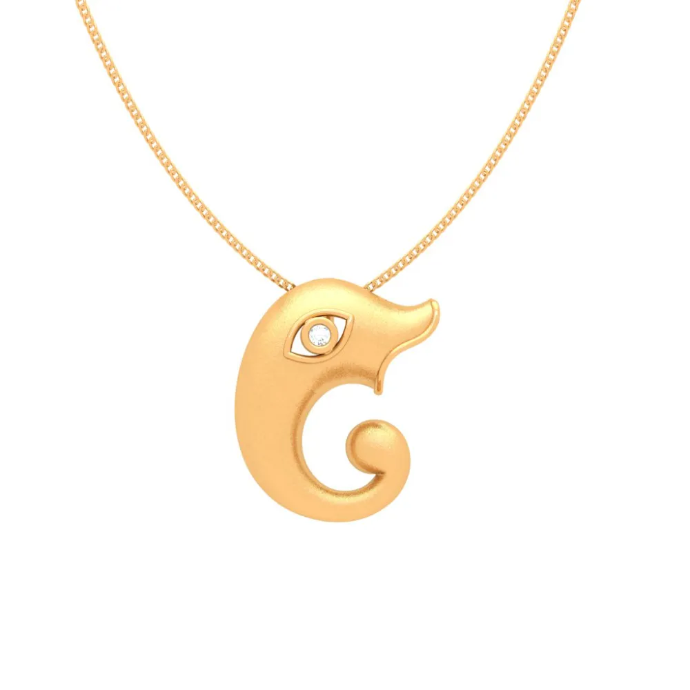 22k Gold Pendant Studded With Clear-cut Gem From Goldlite Collection