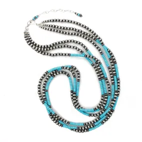 3 Strand Navajo Pearls - Turquoise 36”