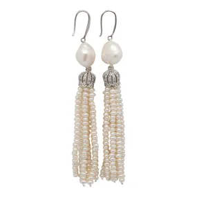 313-01-S | PEARL TASSEL EARRING ON SILVER