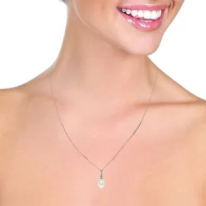 4.05 Carat 14K Solid White Gold Necklace Natural Diamond Pearl