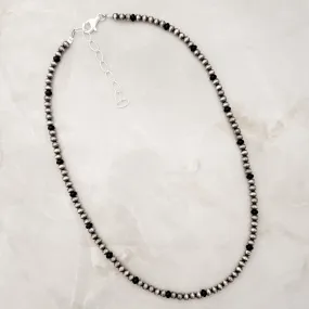 4mm Navajo Pearls & Black Onyx Necklace Sterling Silver