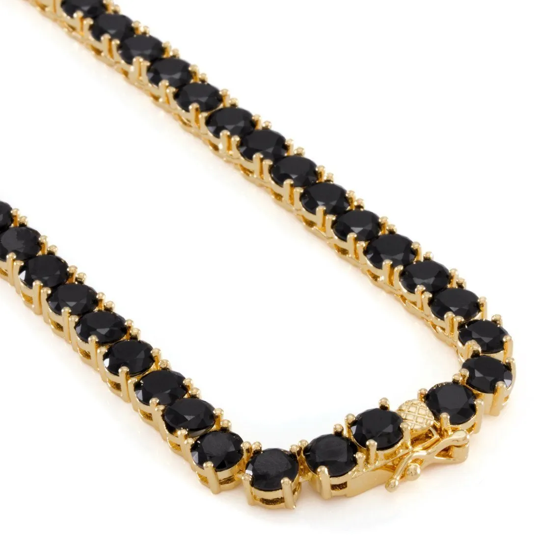 5mm 14K Gold Single Row Onyx Tennis Necklace